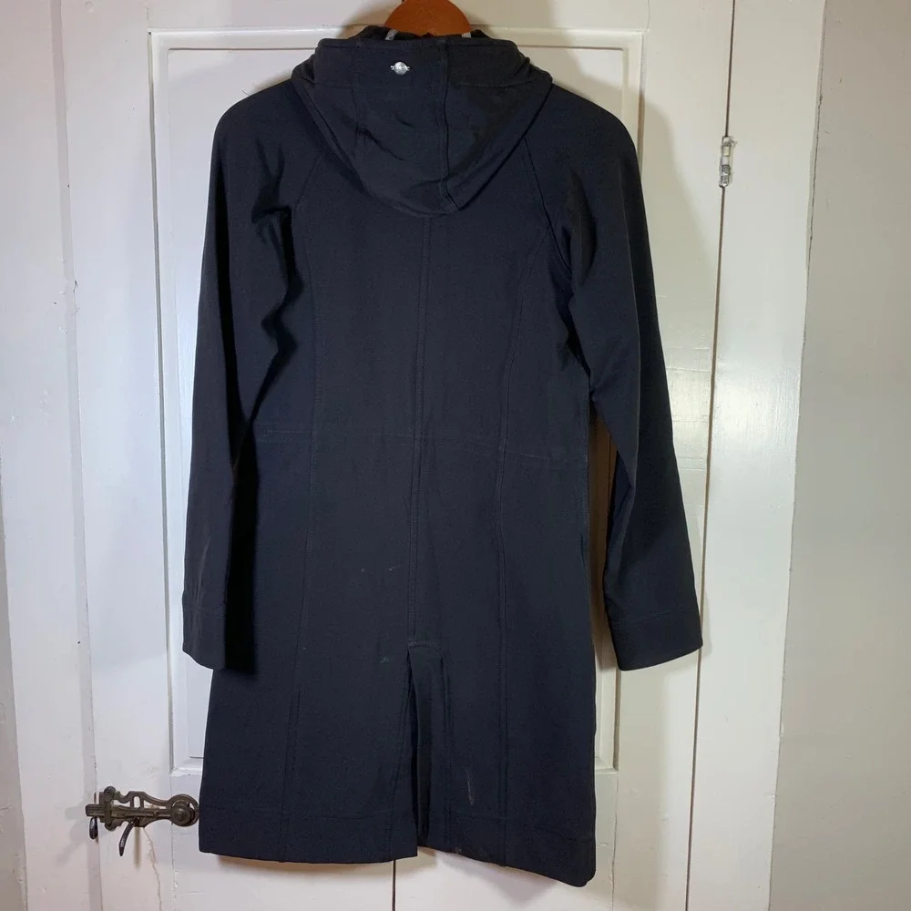 Lululemon Soft Shell Black Hooded Full Zip Long Jacket Coat Womens 4 Minimalist‎